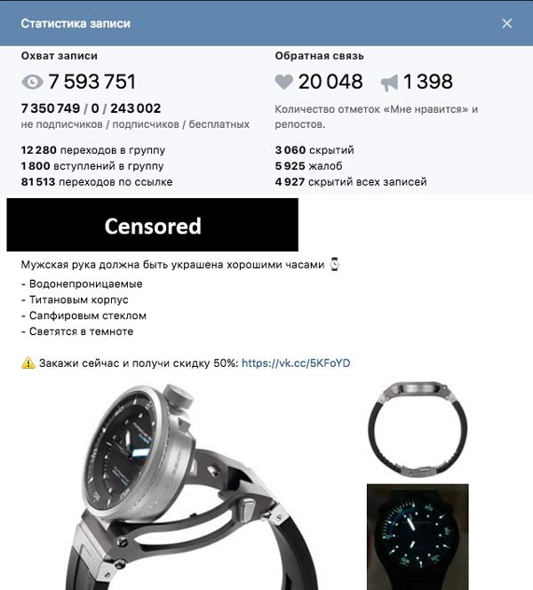 статистика таргета при открутке рекламы